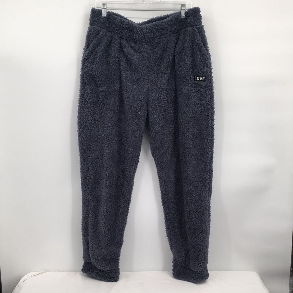 Derek Heart Juniors' Love Charm Sherpa Jogger Pants Grey Gray XL New w/o Tags